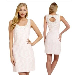Lilly Pulitzer Nina‎ Sparkling Pink Pretty Lurex Boucle Pearl Lace Dress  Size 0